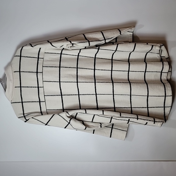 Nordstrom Melloday Ivory & Black Grid like patternJacket with Side Seam Pockets - Picture 12 of 16